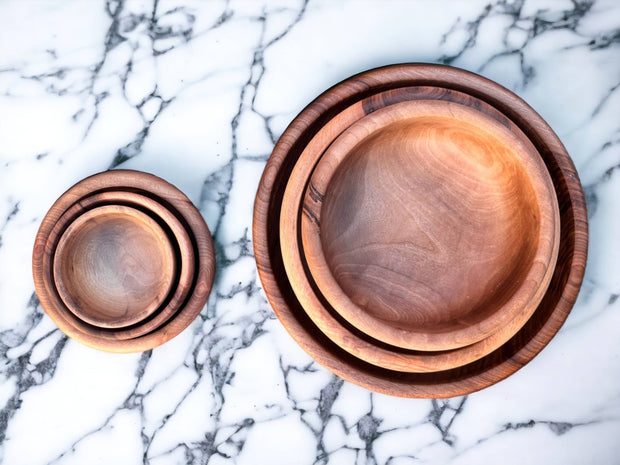 Moroccan Walnut Wood Salad Bowl Set 