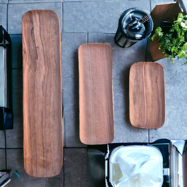 Hand-Carved Walnut Wood Trays Set of 3: A Moroccan Artistry on Your Table - handmade by Moroccantastics - wood work