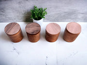 Set of 4 Walnut Wood Spice Containers: Stylish and Functional Kitchen Storage Solutions