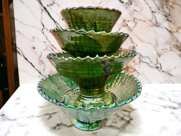 Tamegroute Fruit Bowls, Tamegroute Bowls Green Glazed Pottery