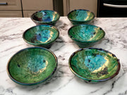 Set of 6 Tamegroute Bowls, Tamegroute Bowls Green Glazed Pottery