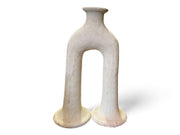 Handcrafted Unglazed Tamegroute Abstract Ecru Big Elephant's Foot Candlestick Sculpture