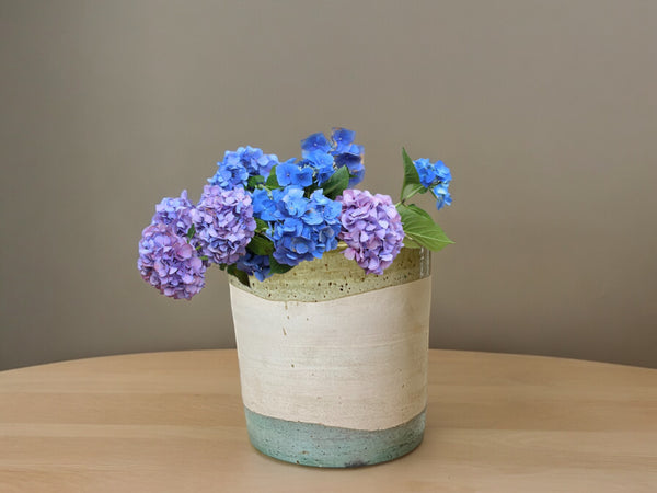 Handmade Moroccan Vintage Shaded  Glaze Tamegroute Planter/Pot: Unique Ceramic Pottery for Plants