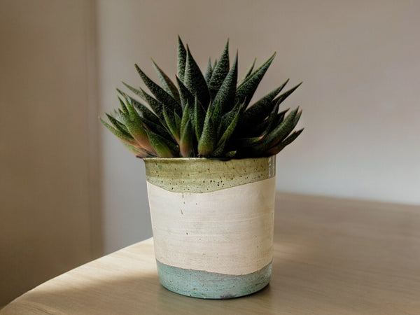 Handmade Moroccan Vintage Shaded  Glaze Tamegroute Planter/Pot: Unique Ceramic Pottery for Plants