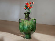 Artisan Handmade Moroccan Tamegroute  Green Pitcher Glazed Vase