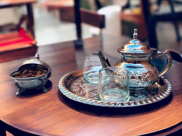 Moroccan Elegance: Handcrafted Teapot and Tray Set