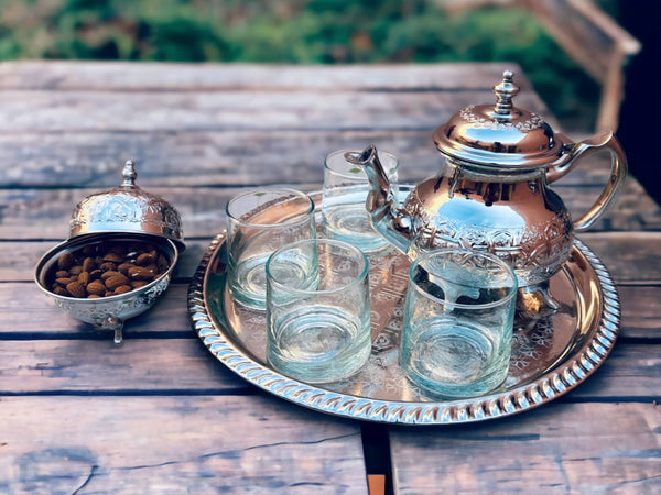 Moroccan Elegance: Handcrafted Teapot and Tray Set