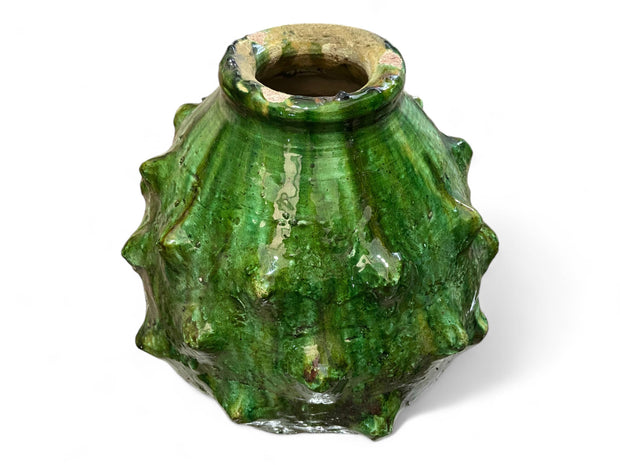 Artisan Handmade Moroccan Tamegroute  Green  Glazed Vase