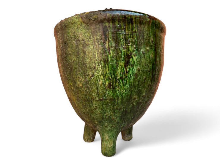 Handmade Moroccan Vintage Tamegroute Three-Legged Planter
