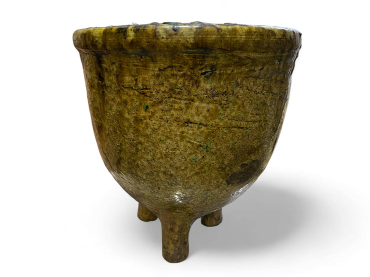 Handmade Moroccan Vintage Tamegroute Three-Legged Planter