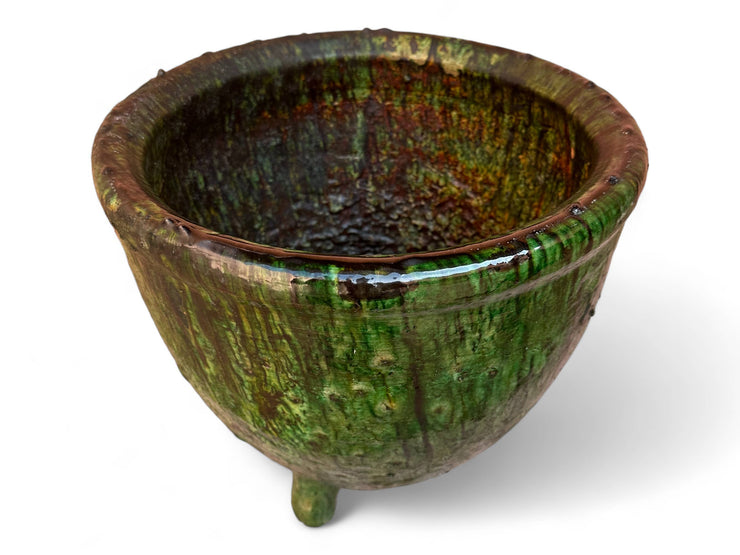 Handmade Moroccan Vintage Tamegroute Three-Legged Planter