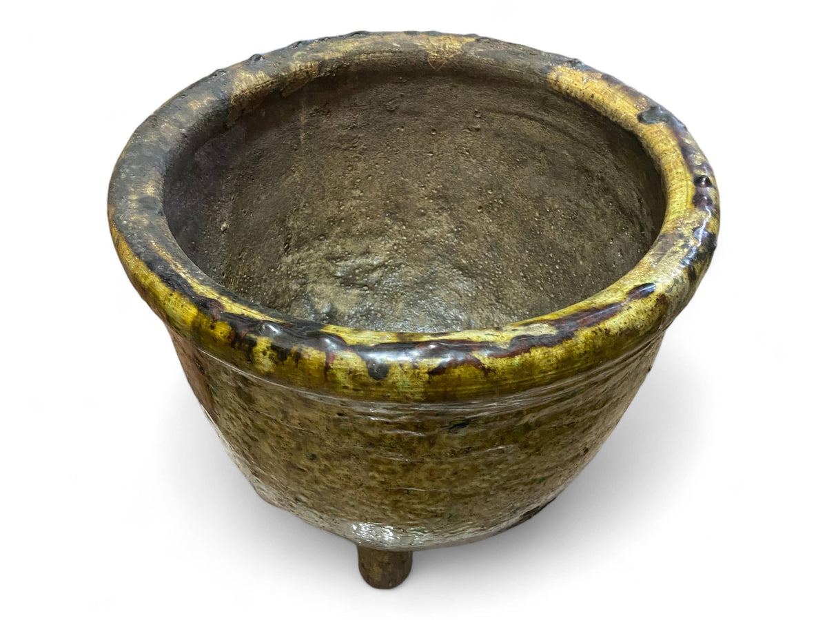 Handmade Moroccan Vintage Tamegroute Three-Legged Planter