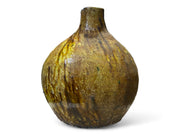 Artisan Handmade Moroccan Tamegroute  Ochre Glazed Round Vase
