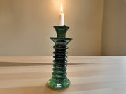 Handmade Moroccan Tamegroute Green Glaze Twisted Candle Holder