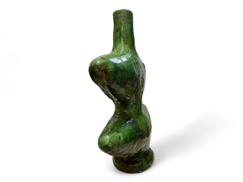 Artisan Handmade Moroccan Tamegroute  Green Glazed Vase