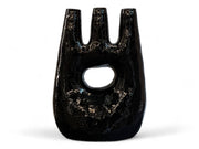 Handcrafted Moroccan Tamegroute Abstract Black Picasso Sculpture Triple Candlestick Holder