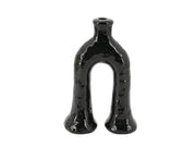 Handcrafted Moroccan  Tamegroute Black Abstract Elephant's Foot Candlestick Sculpture