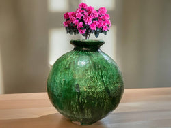 Artisan Handmade Moroccan Tamegroute  Green Glazed Large Floor Vase