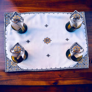 Brown Morocccan Hand Embroidered Tray cloth - A Feast for the Eyes