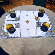 Brown Morocccan Hand Embroidered Tray cloth - A Feast for the Eyes - handmade by Moroccantastics - embroidered