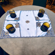Brown Morocccan Hand Embroidered Tray cloth - A Feast for the Eyes - handmade by Moroccantastics - embroidered