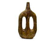 Handcrafted Moroccan Ochre Glazed Tamegroute Picasso Candlestick Sculpture