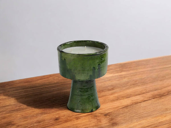 Handmade Tamegroute Pottery Candle Cup – Moroccan Artisan Scented Candle