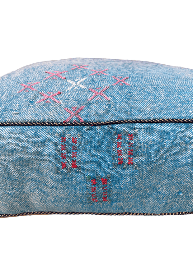 Handmade Cactus Silk Pouf – Moroccan luxury for your living space. Silk square pouf, perfect Ottoman Footstool. Elevate with style.