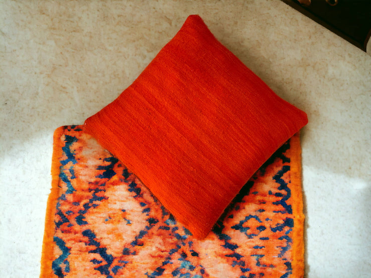 Artisan-Crafted Moroccan Handwoven Kilim Pillow and Berber Style Cushion, Perfect for Boho-Inspired Cozy Home Decor with Moroccan Handmade Wool Touch.