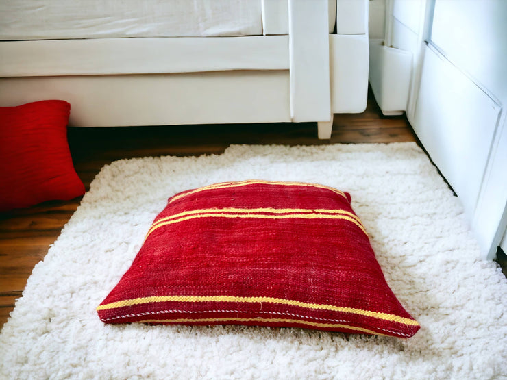 Artisan-Crafted Moroccan Handwoven Kilim Pillow and Berber Style Cushion, Perfect for Boho-Inspired Cozy Home Decor with Moroccan Handmade Wool Touch.