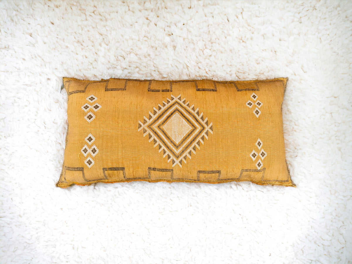 Moroccan Cactus Lumbar, Sabra Silk, Berber Cushion -  Sofa Pillow, Bohemian Style Cushion Cover