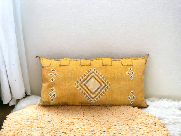 Moroccan Cactus Lumbar, Sabra Silk, Berber Cushion -  Sofa Pillow, Bohemian Style Cushion Cover