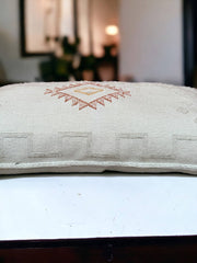 Moroccan Cactus Lumbar: Handwoven Sabra Silk, Berber Cushion - Bohemian Sofa Pillow with Optional Inner Pillow, Crafted by Berber Women