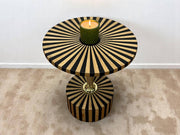 Black Resin and Cedar Wood Folding Side Table