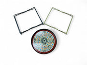 Multicolor Hand-Painted Arabesque Folding Side Table with Black & Gold Metal Base