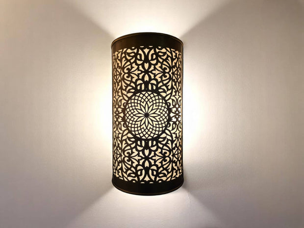 Set of 2 Moroccan Brass Wall Sconces – Handmade Boho Wall Lights for Bedroom, Hallway, or Living Room Decor