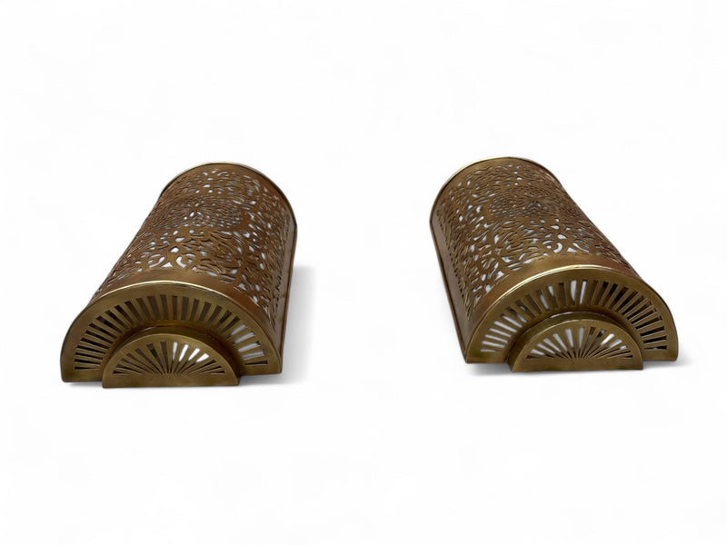 Set of 2 Moroccan Brass Wall Sconces – Handmade Boho Wall Lights for Bedroom, Hallway, or Living Room Decor