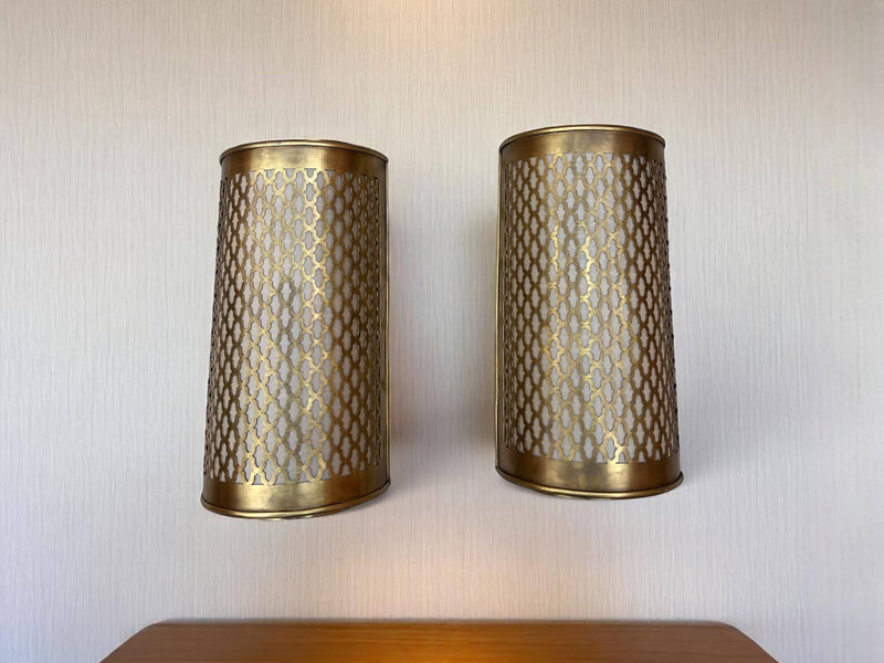 Set of 2 Moroccan Brass Wall Sconces 