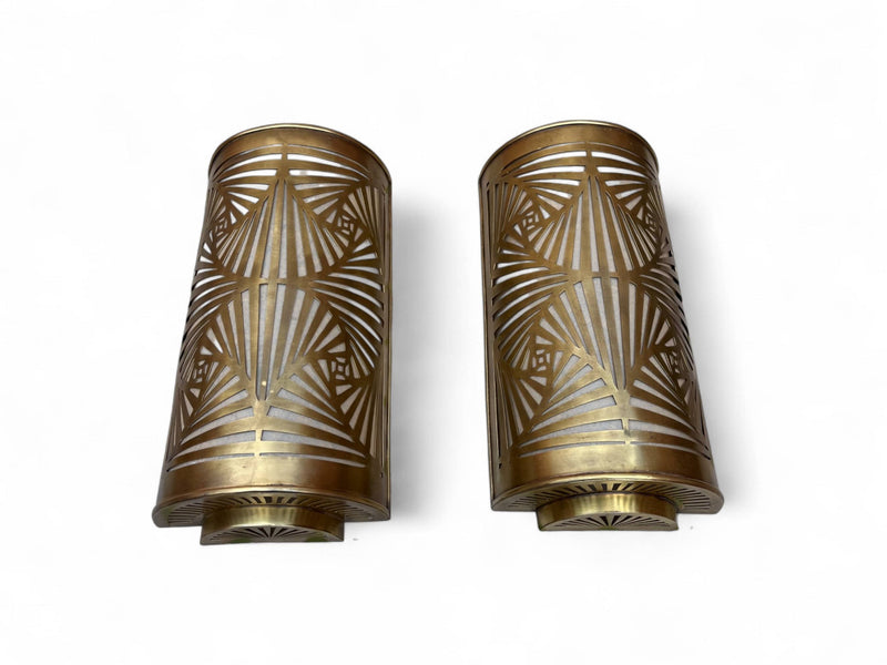 Set of 2 Handmade Moroccan Brass Wall Sconces