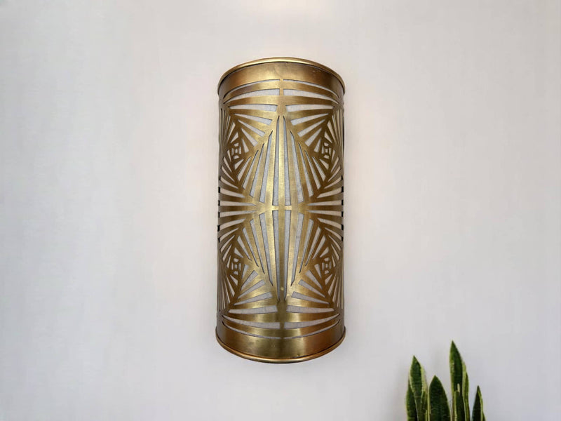 Set of 2 Handmade Moroccan Brass Wall Sconces