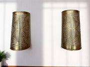 Set of 2 Handmade Moroccan Brass Wall Sconces