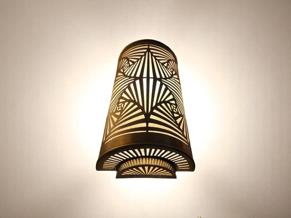 Set of 2 Handmade Moroccan Brass Wall Sconces