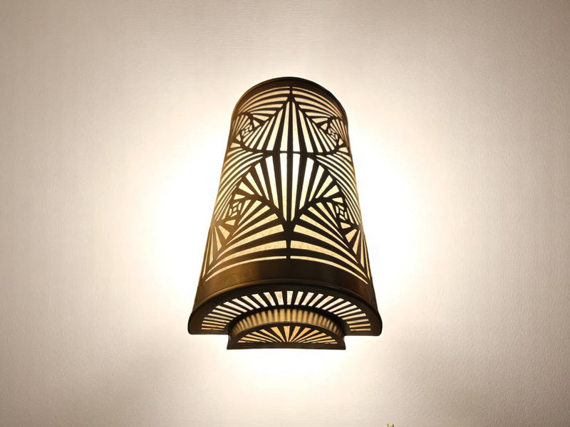 Set of 2 Handmade Moroccan Brass Wall Sconces