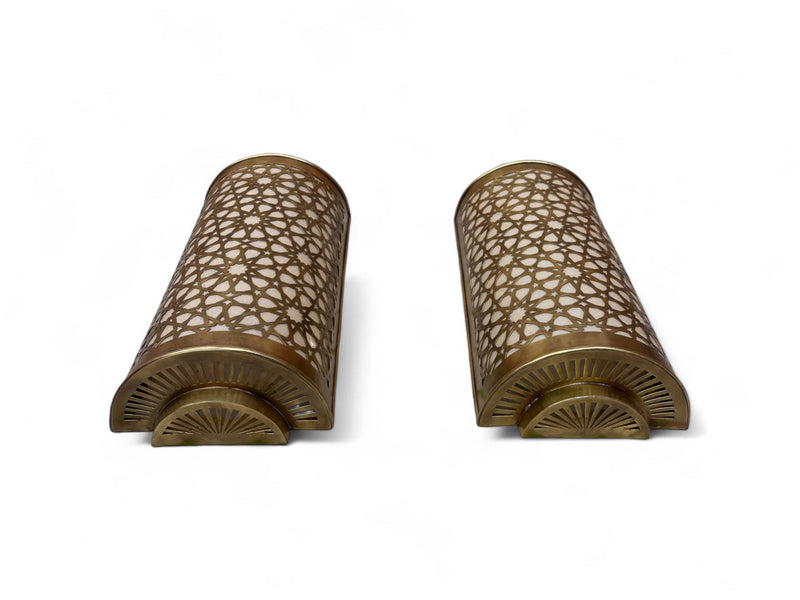 Set of 2 Moroccan Brass Wall Sconces