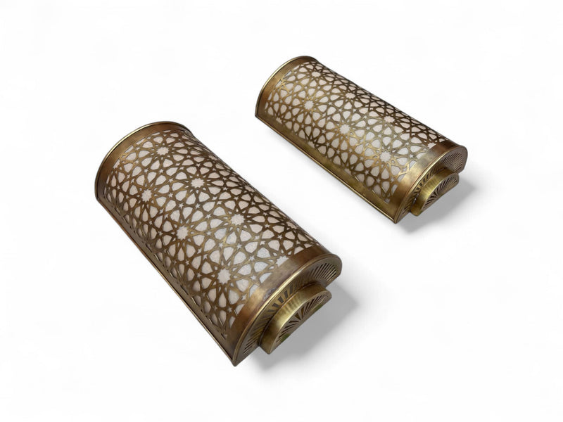 Set of 2 Moroccan Brass Wall Sconces