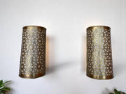 Set of 2 Moroccan Brass Wall Sconces