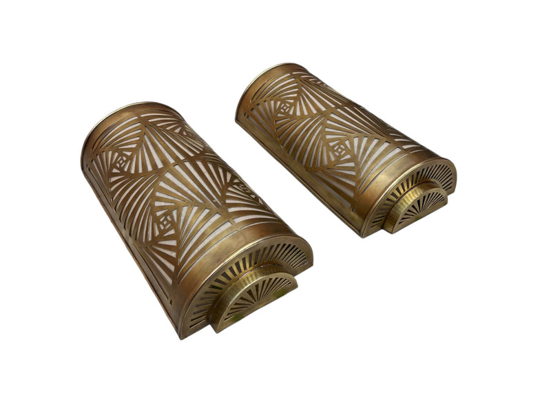 Set of 2 Handmade Moroccan Brass Wall Sconces