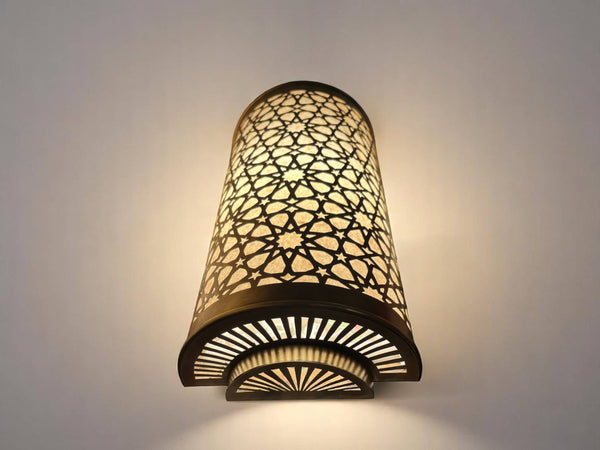 Set of 2 Moroccan Brass Wall Sconces