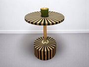 Black Resin and Cedar Wood Folding Side Table