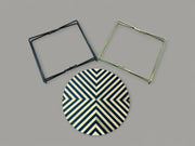 Black Resin and Cedar Wood Round Side Table with Black & Gold Iron Folding Base 